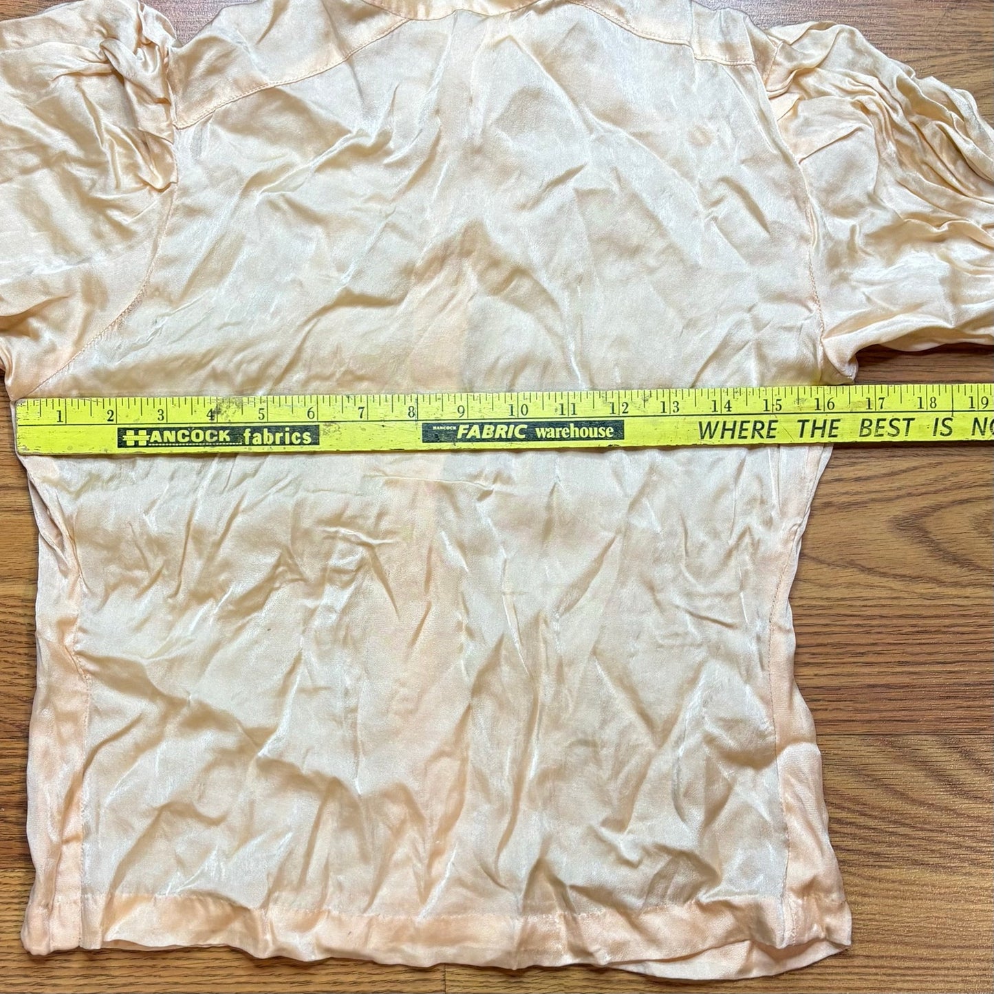 Vintage 1930s Silk Satin Blouse XS S Puff Sleeve Bow Neck Pearl Buttons Coquette
