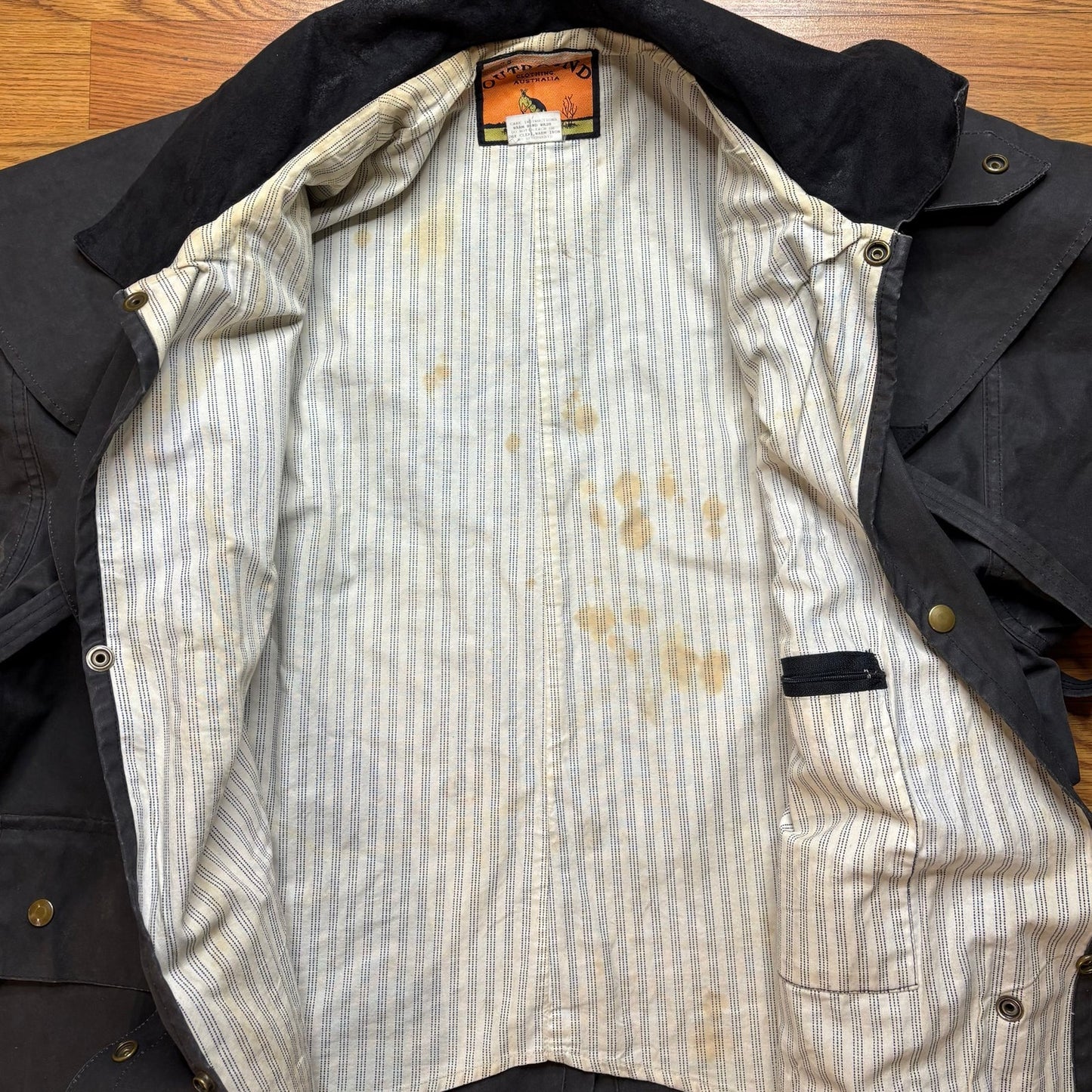 Vintage Outbound Australia Waxed Cotton Oilskin Field Jacket Storm Cape XL