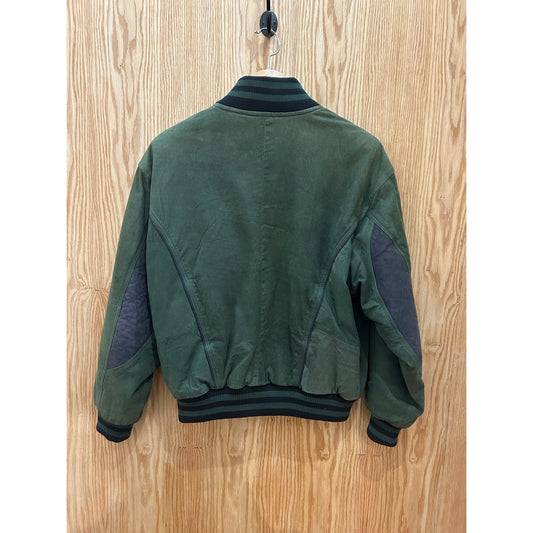 Vtg 1990s Colors of the Outback Blue Green Suede Bomber Varsity Jacket Men's M