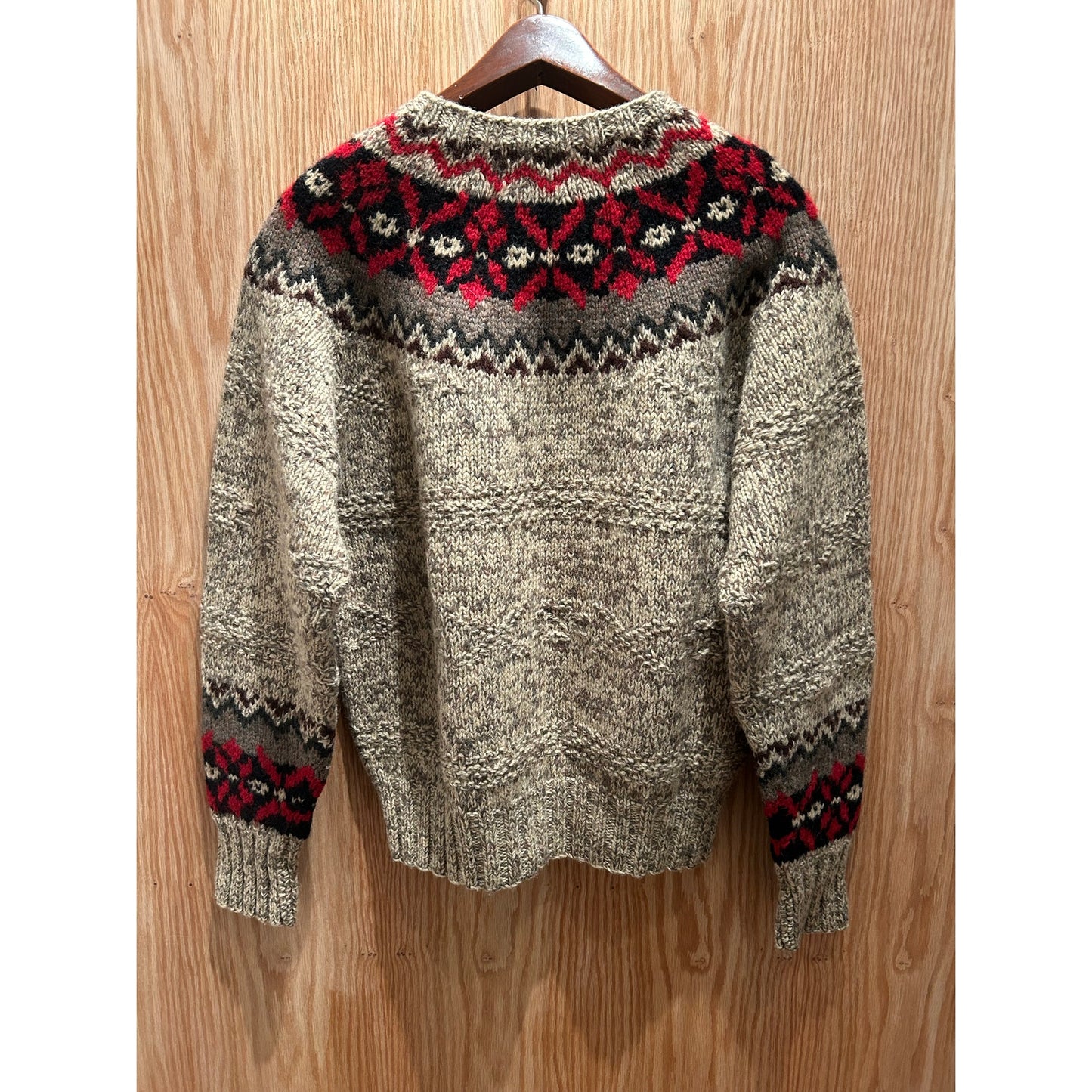 Vintage Polo Ralph Lauren Nordic Fair Isle Hand Knit Wool Sweater Brown Men's L