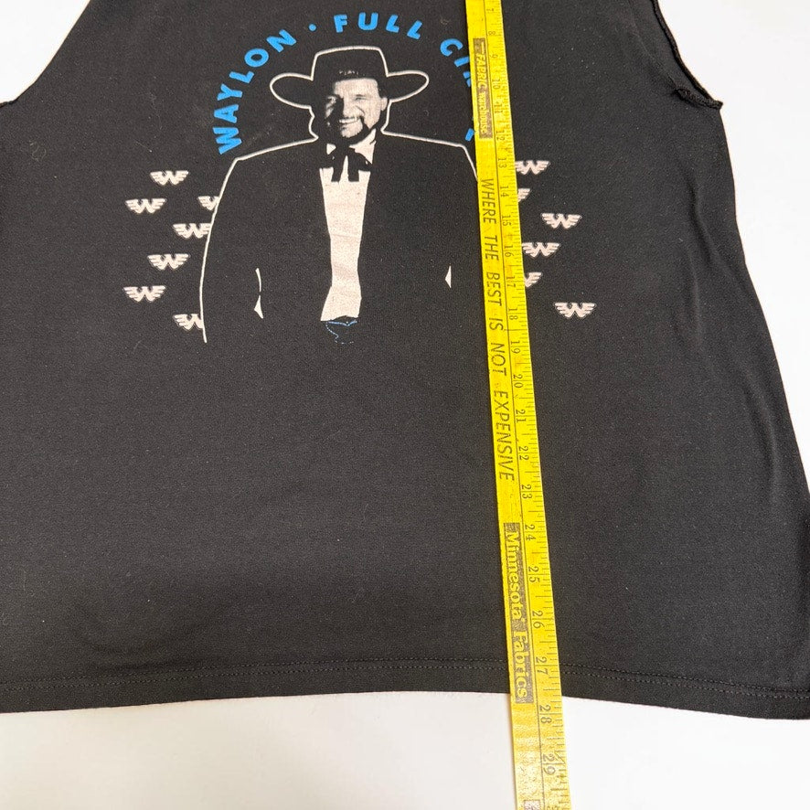 Vintage Top Waylon Jennings Full Circle Cutoff T-shirt Black Blue Jerzees