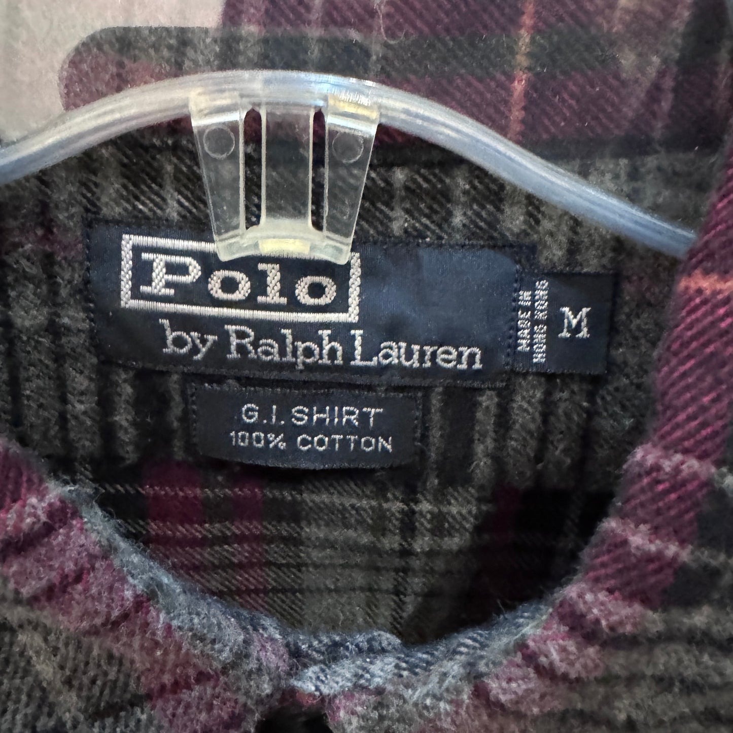 Vintage 1990s Polo by Ralph Lauren Flannel Cotton Soft Heavy M Gray Purple Men's