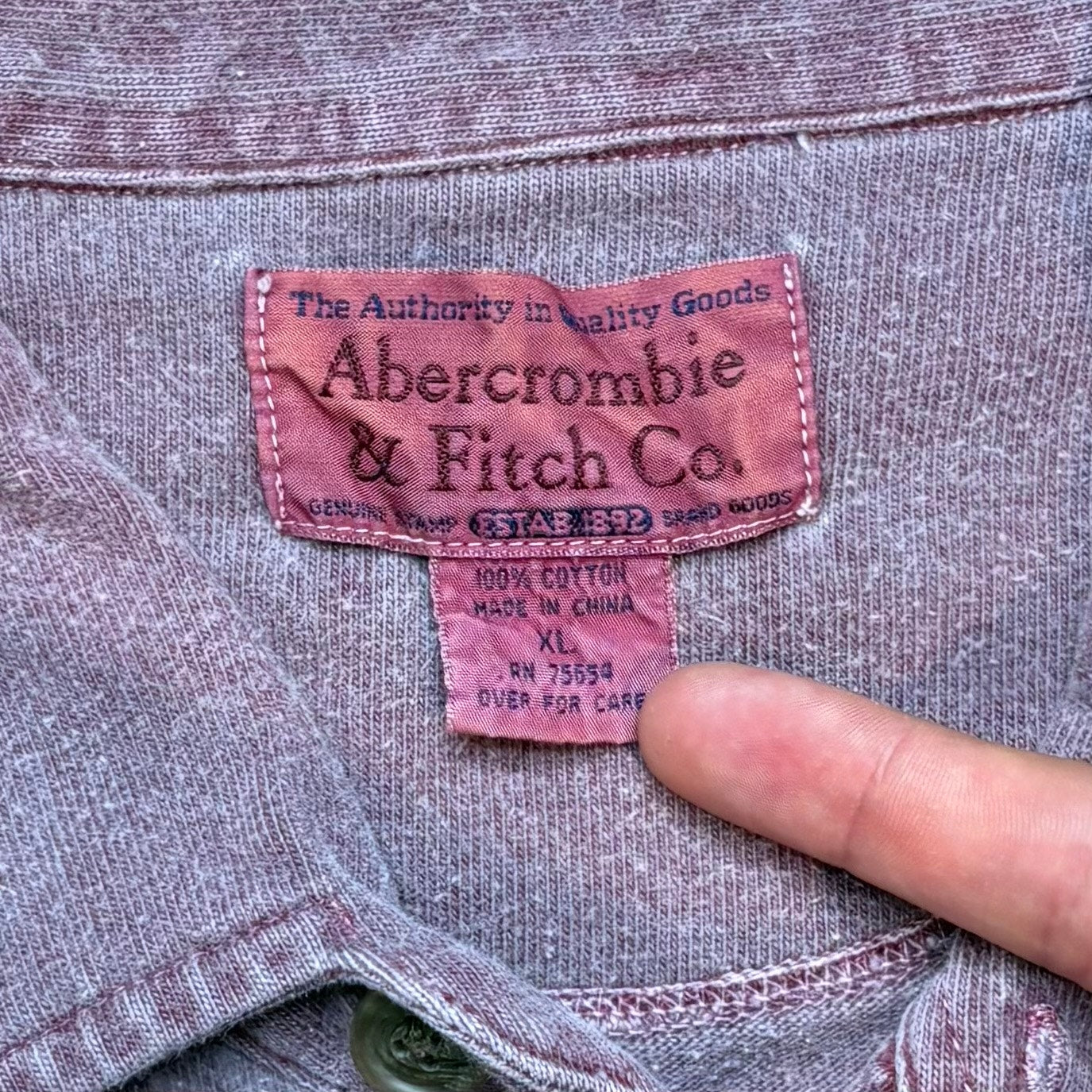 Vintage Y2K Abercrombie & Fitch Garment Dyed Purple Polo Shirt Mens XL Tall Fade