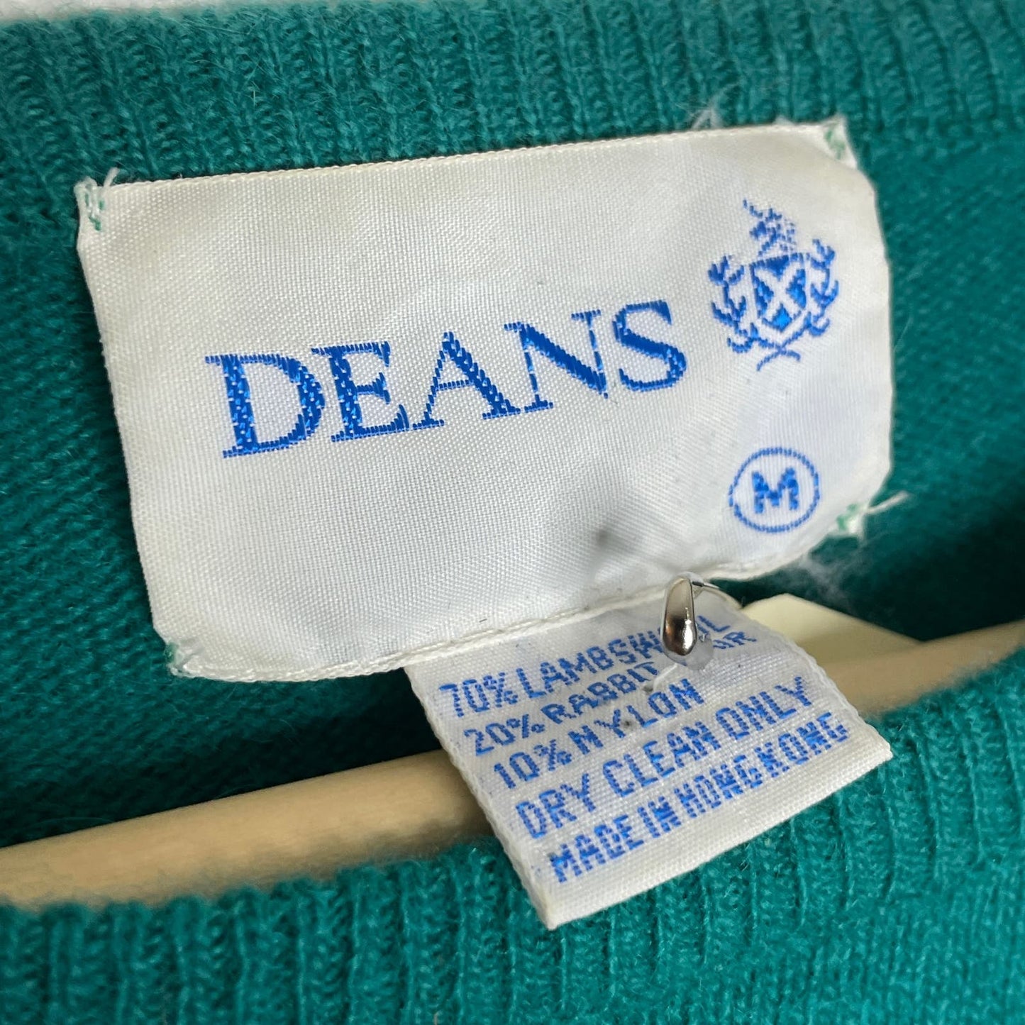 Vintage Deans of Scotland Lambswool Rabbit Fur Sweater Green Pullover Med