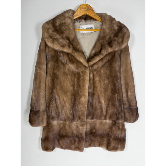 Vintage Fur Mink Coat Zip Off Botton Convertible 1960s Medium Women Greenblatts