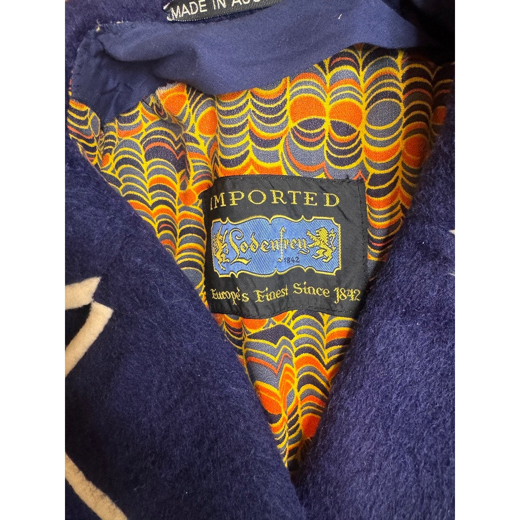 Vintage 1970s Lodenfrey Navy Blue White Piping Austria Wool Jacket Retro M