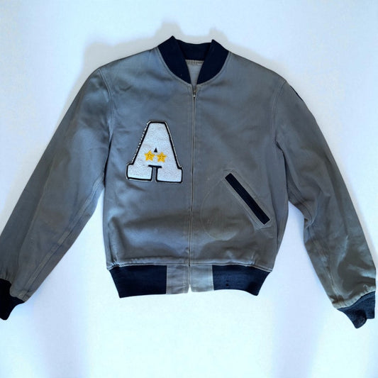 Vintage West Point Cadet Jacket Bomber Style Men's M/L Grey Athletic Letter 1957