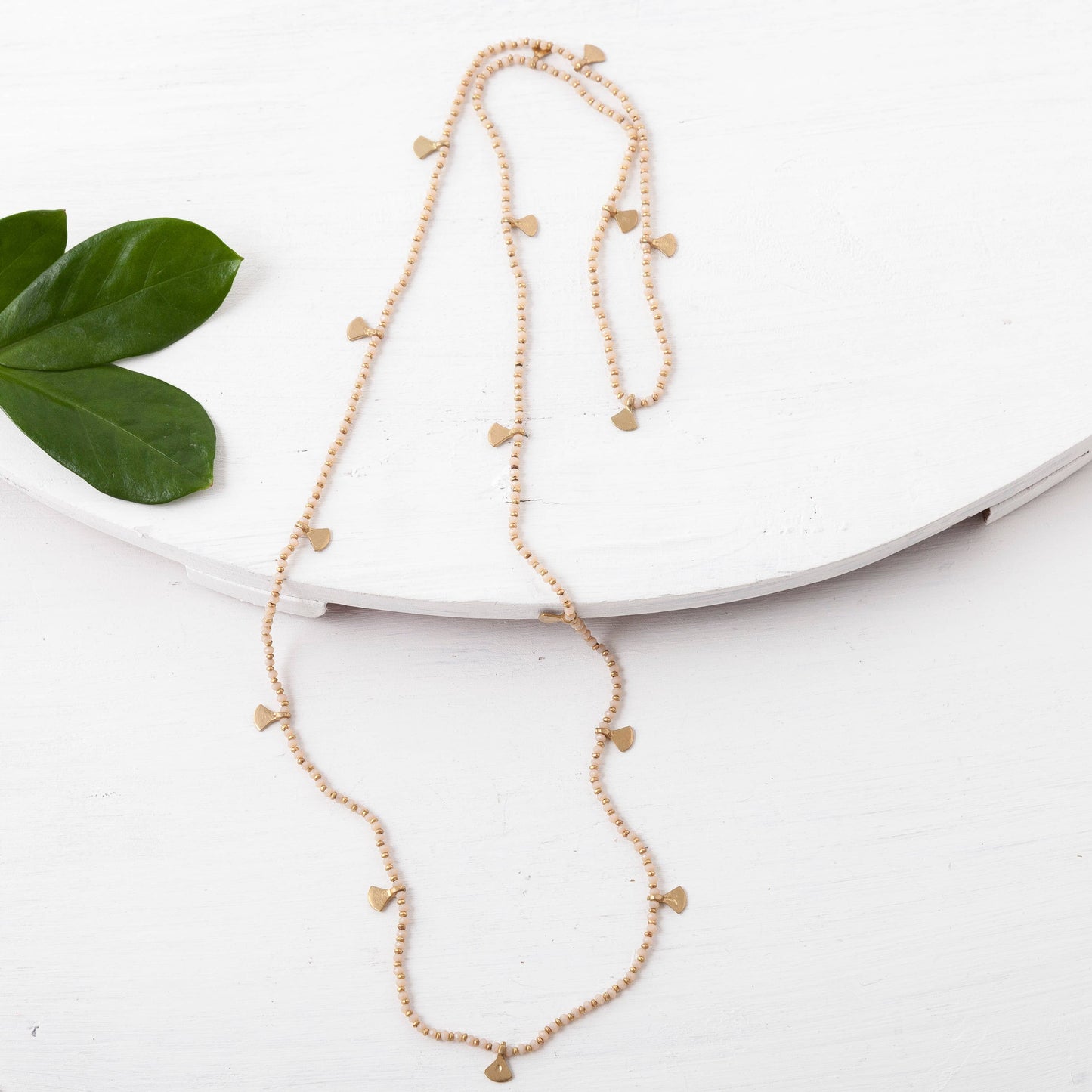 Beaded Brass Fan Necklace - Best Seller