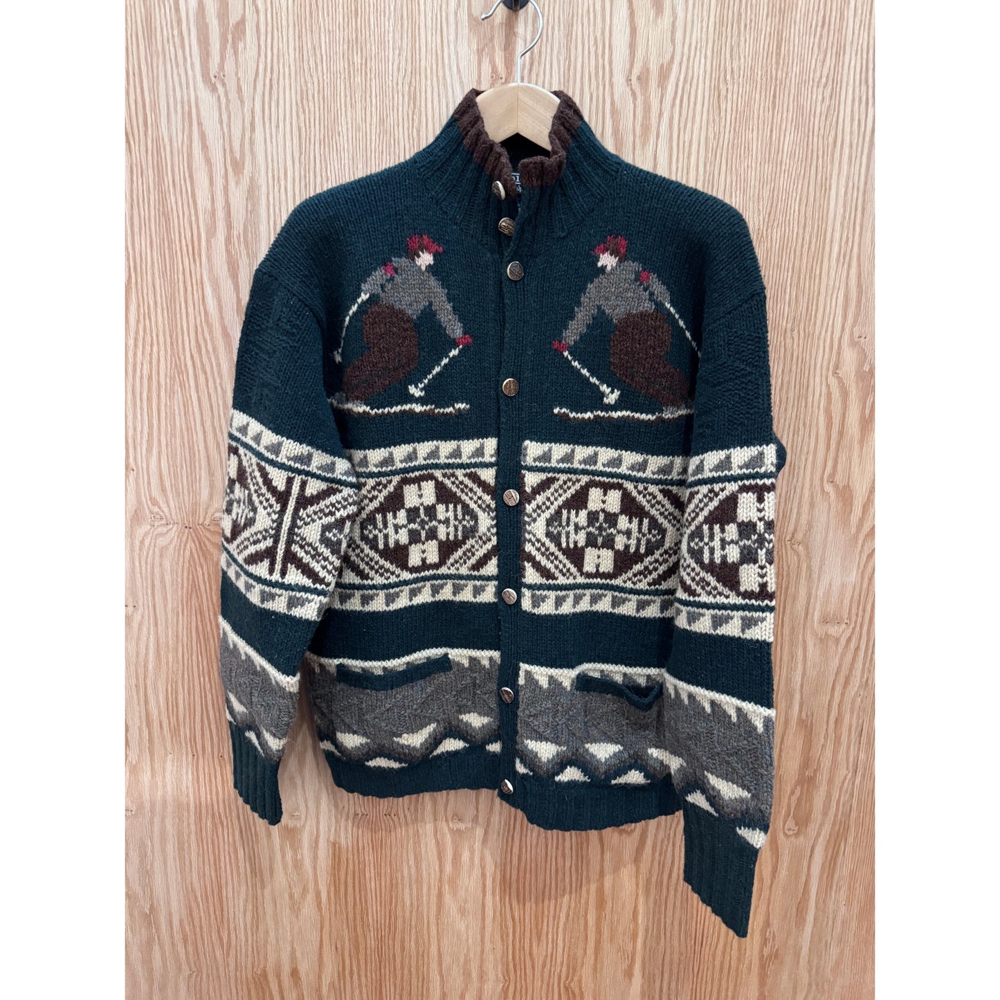 Vintage POLO by Ralph Lauren Wool Skier Pattern Cowichan Knit Sweater Size L