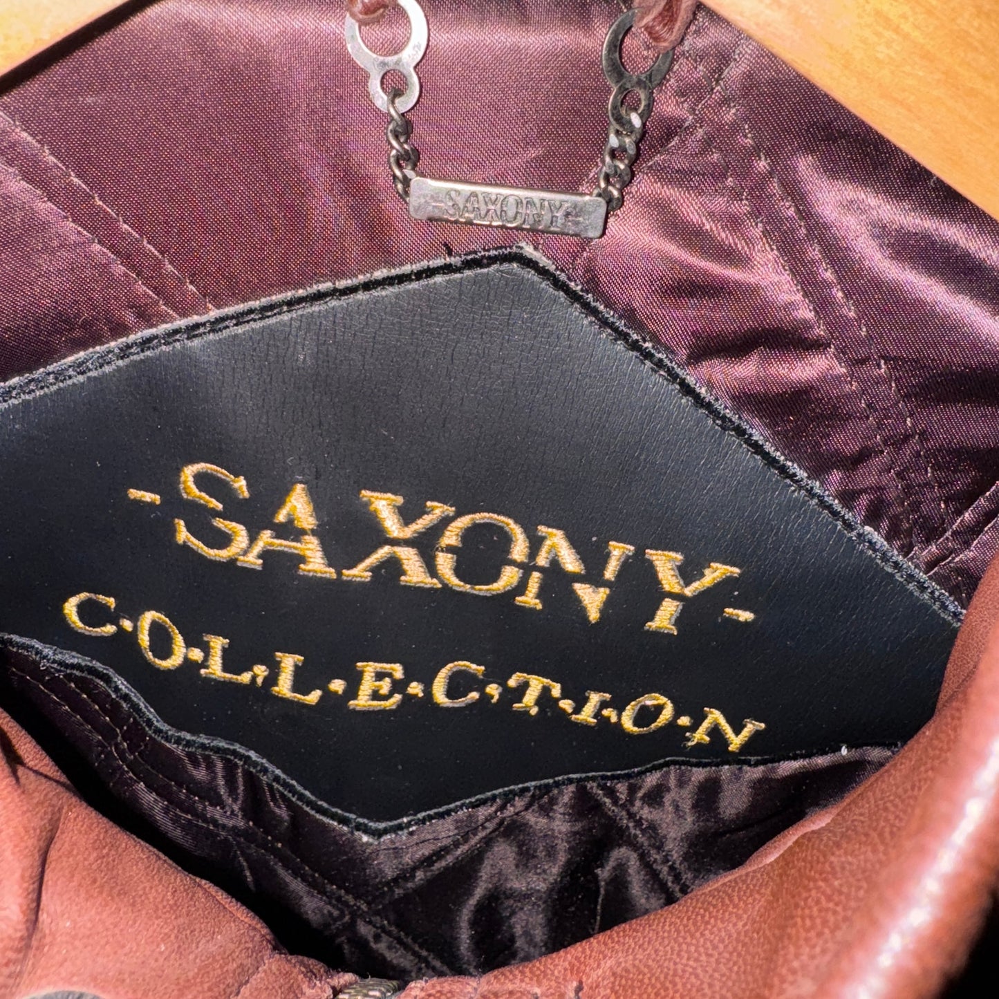 Vintage Saxony Leather Comber Monochrome Brown Men's L Rare Immaculate