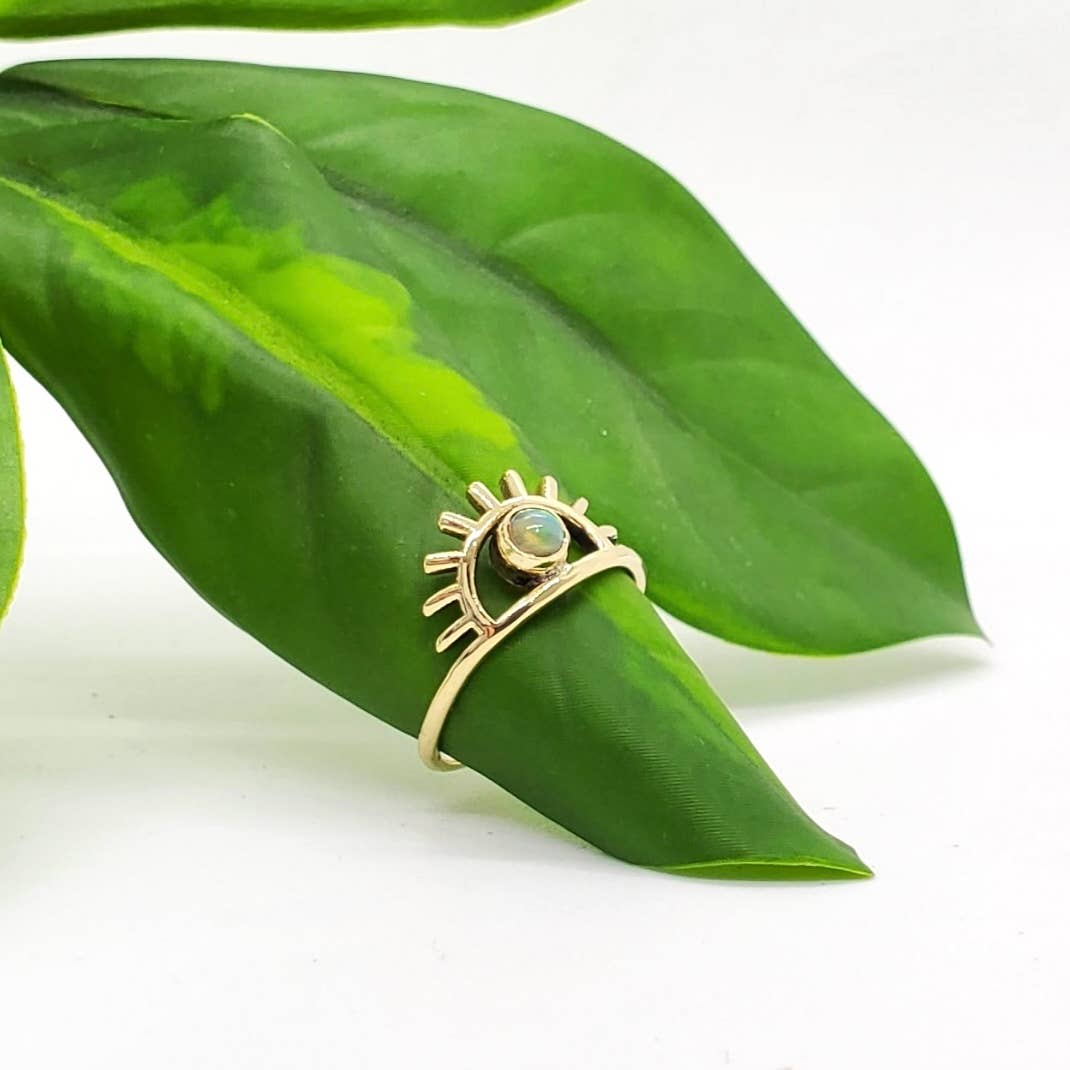 Brass Third Eye Ring with Opal Stone