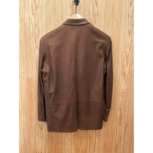 Vintage 1990s Leather Remy Blazer Brown Men's 42 Large Smooth Excellent
