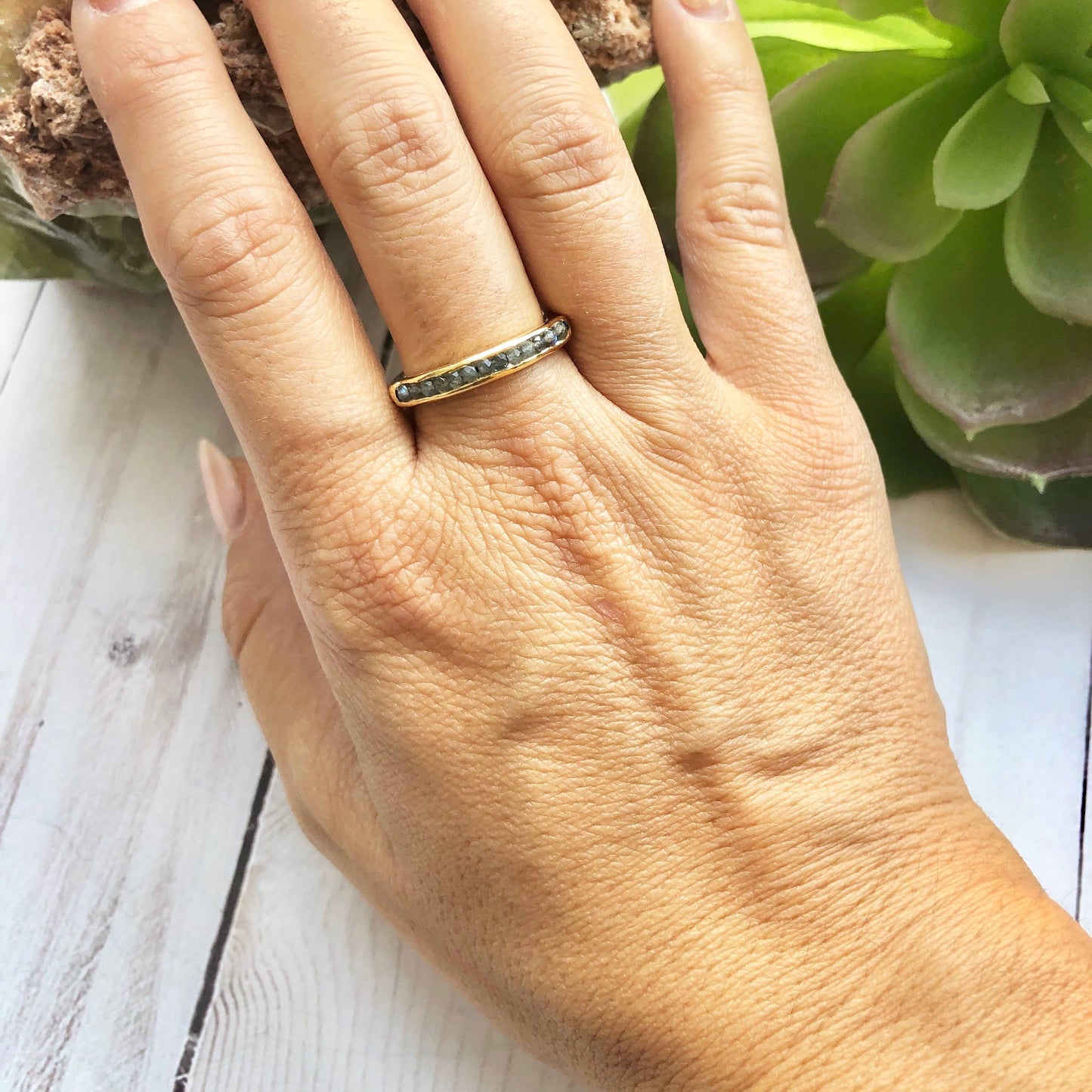 Gold Plated Nestled Labradorite Ring