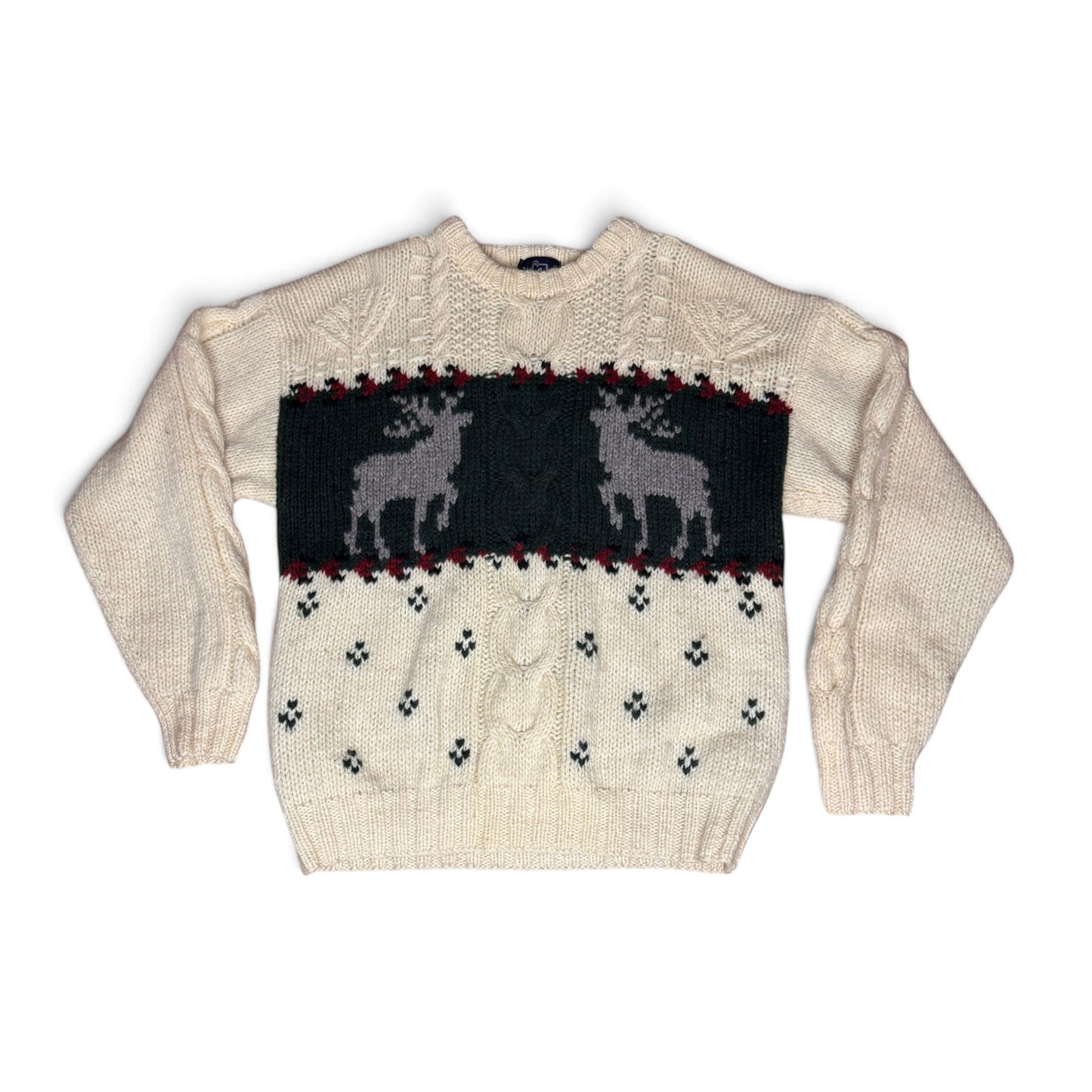 Vtg 1990s Woolrich Reindeer Sweater 100% Wool Holiday Christmas Men's Large