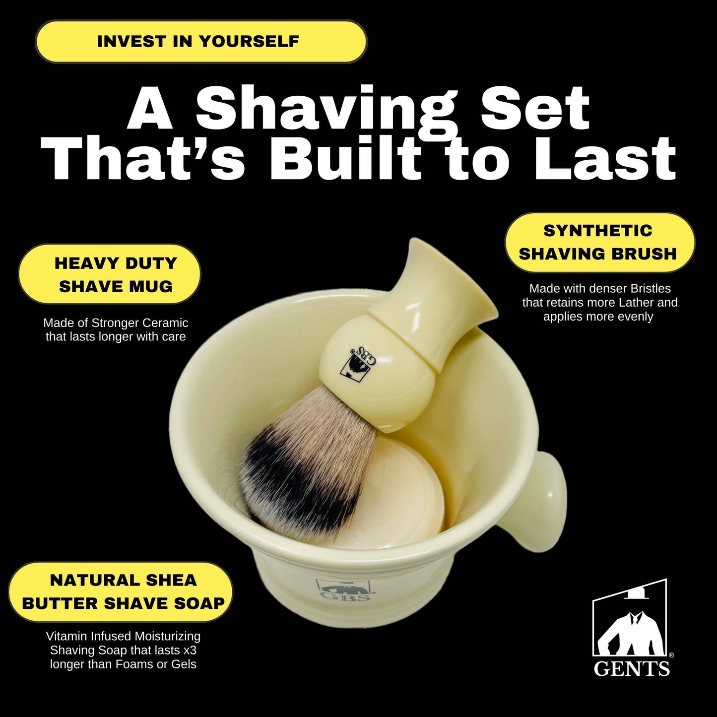 GBS 3 Piece Mug, brush and Shaving soap Set - MST GoodsGENTS FINE GROOMING PRODUCTS