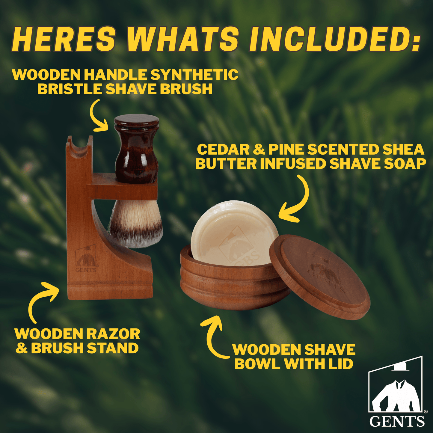 GENTS Timber & Lather 4 Piece Shaving Set (Cedar & Pine) - MST GoodsGENTS FINE GROOMING PRODUCTS