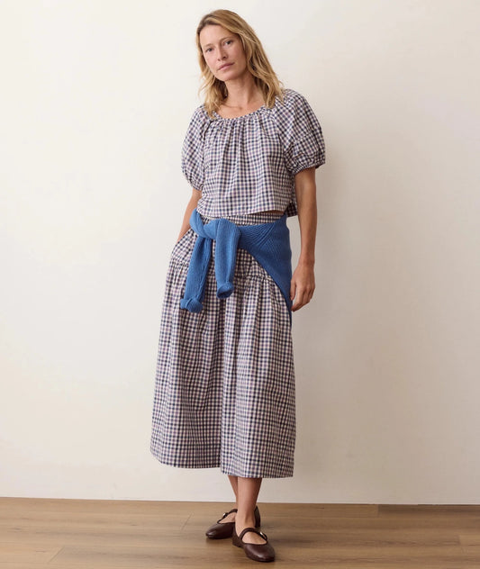 Gia Poplin Blouse Blue and Lavender Plaid - MST GoodsMarine Layer