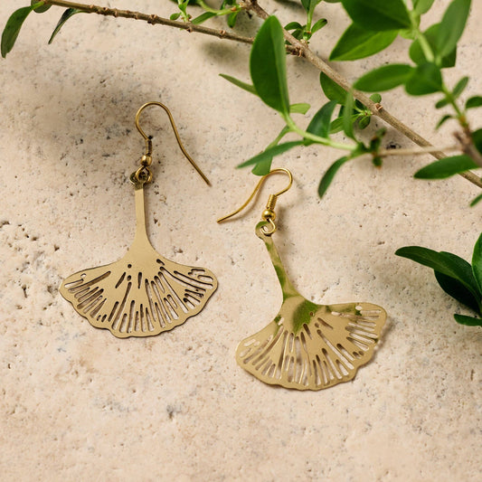 Ginkgo Leaf Dangle Earrings - MST GoodsTen Thousand Villages
