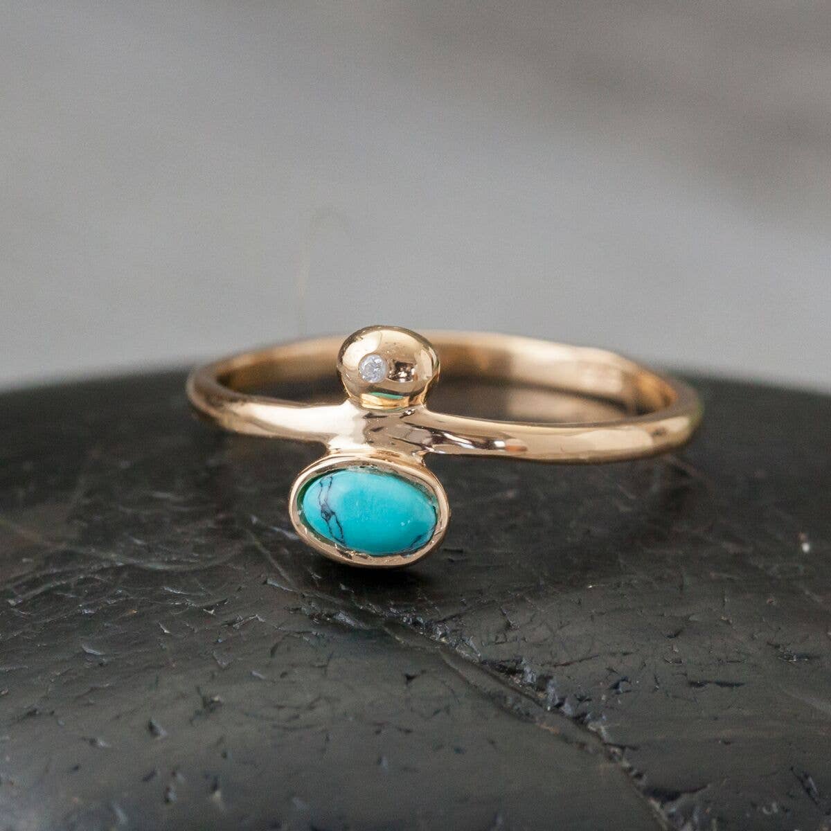 Gold Plated Balance Ring with Turquoise Stone - MST GoodsRingBaizaar