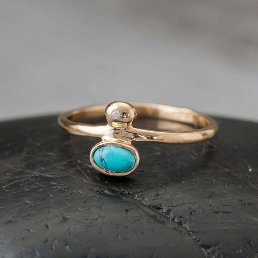 Gold Plated Balance Ring with Turquoise Stone - MST GoodsRingBaizaar
