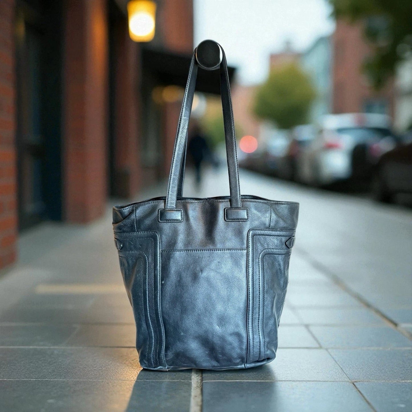 Hammitt Otis Leather Tote Black Gunmetal - MST GoodsVintage