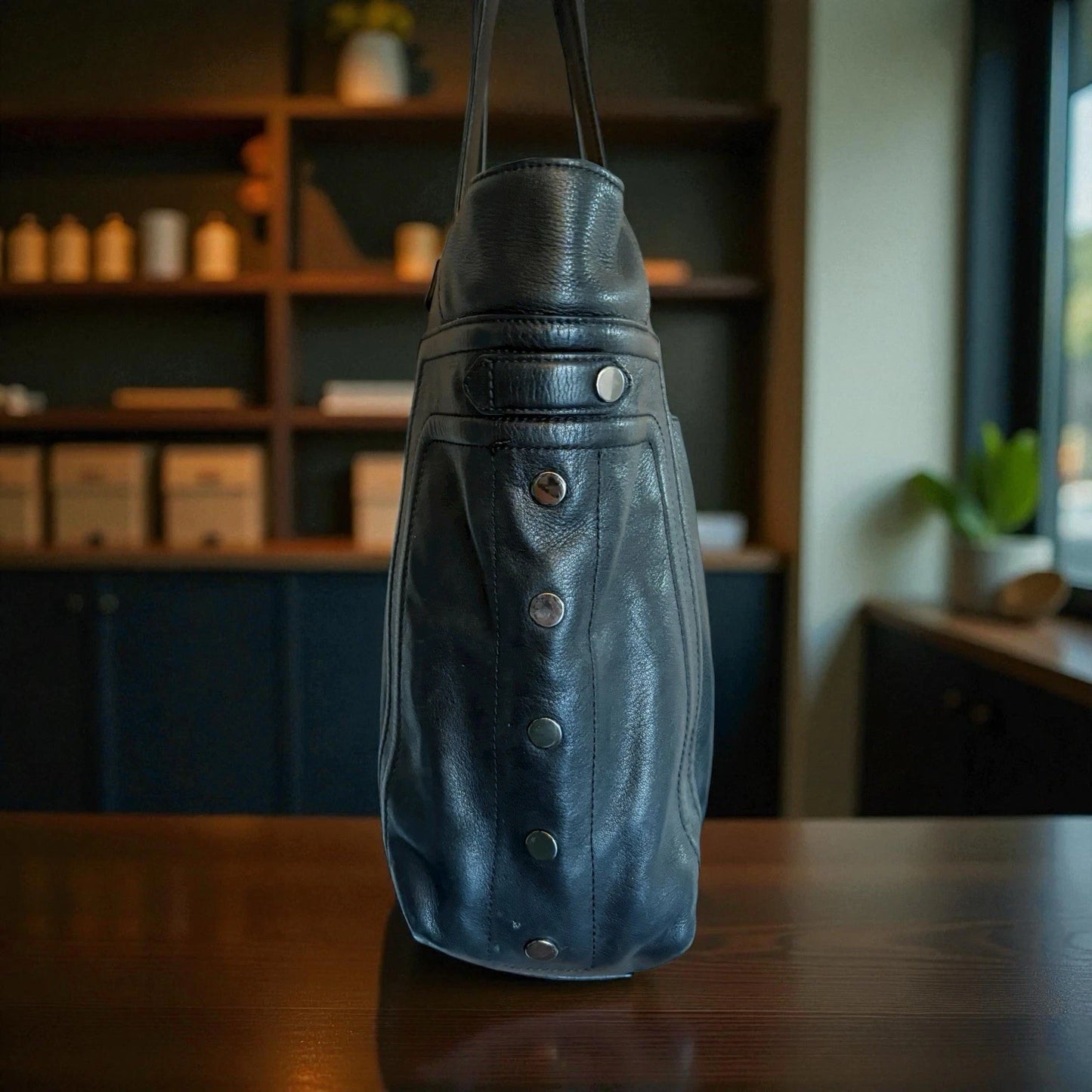 Hammitt Otis Leather Tote Black Gunmetal