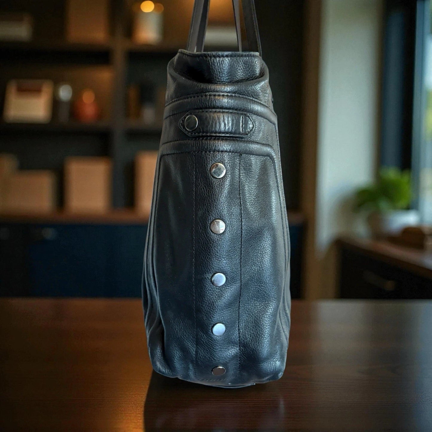 Hammitt Otis Leather Tote Black Gunmetal