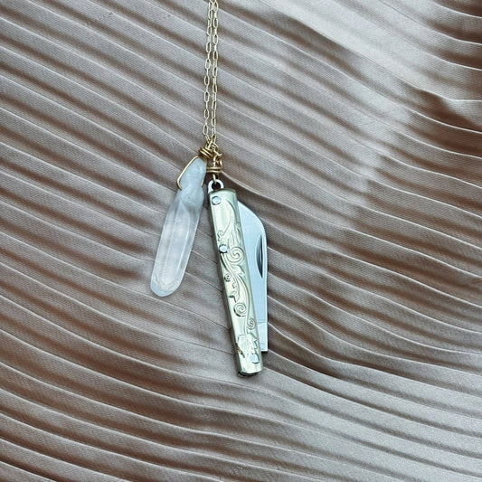 Handmade Amelia Necklace | Knife Necklace | Quartz Crystal - MST GoodsFluff Hardware