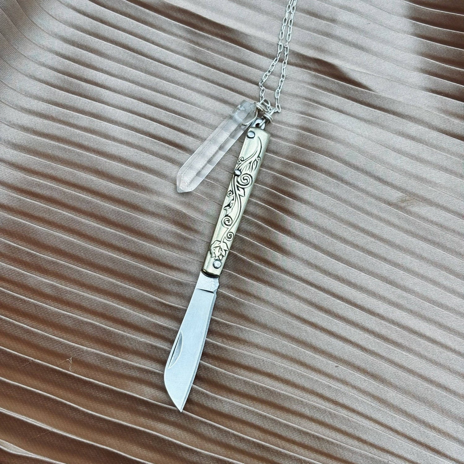 Handmade Amelia Necklace | Knife Necklace | Quartz Crystal - MST GoodsFluff Hardware