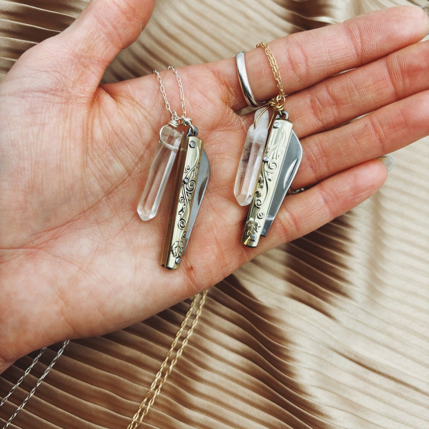 Handmade Amelia Necklace | Knife Necklace | Quartz Crystal - MST GoodsFluff Hardware