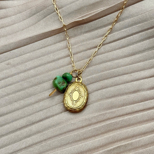 Handmade Capsule Locket Necklace (Turquoise) - MST GoodsFluff Hardware