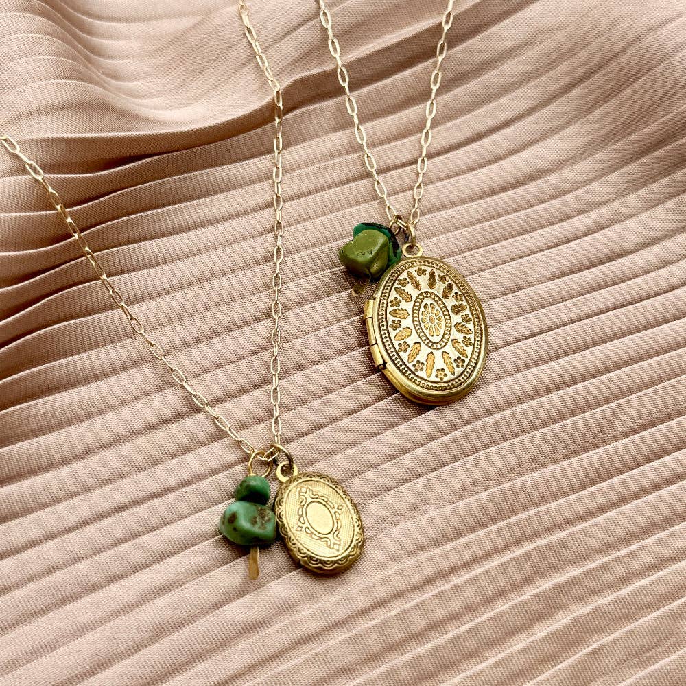 Handmade Capsule Locket Necklace (Turquoise) - MST GoodsFluff Hardware