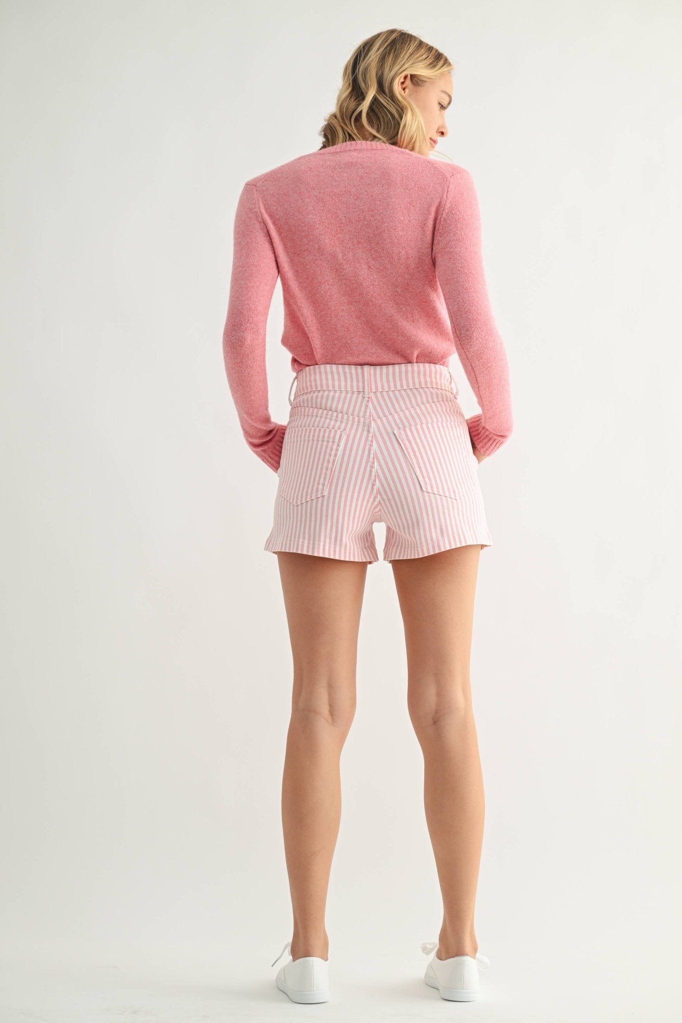 High Rise Utility Cargo Short Pink Stripe - MST GoodsShortsJUST BLACK DENIM