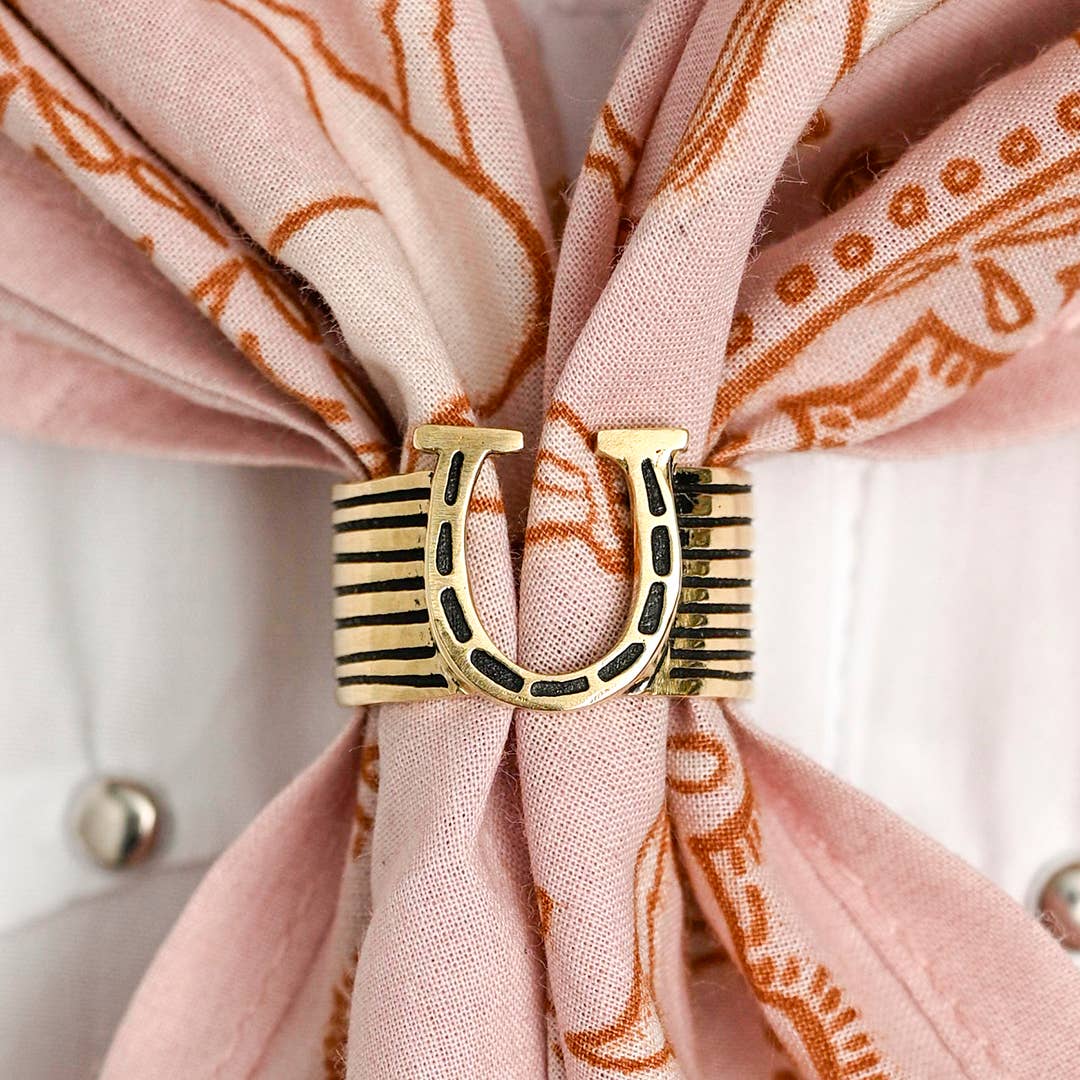 Horseshoe Brass Bandana Slide Ring Bolo - MST GoodsBandanasHandker Bandanas