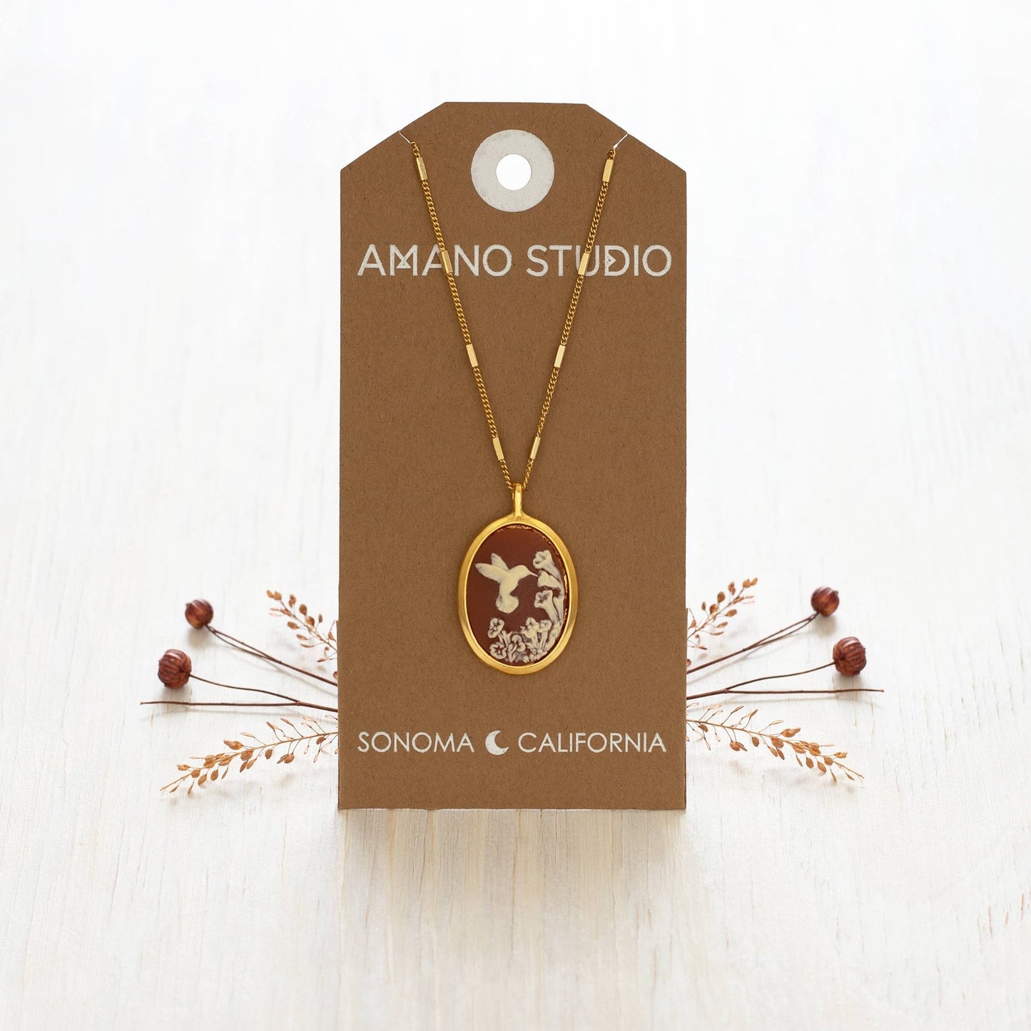Hummingbird Vintage Cameo Necklace - MST GoodsAmano Studio