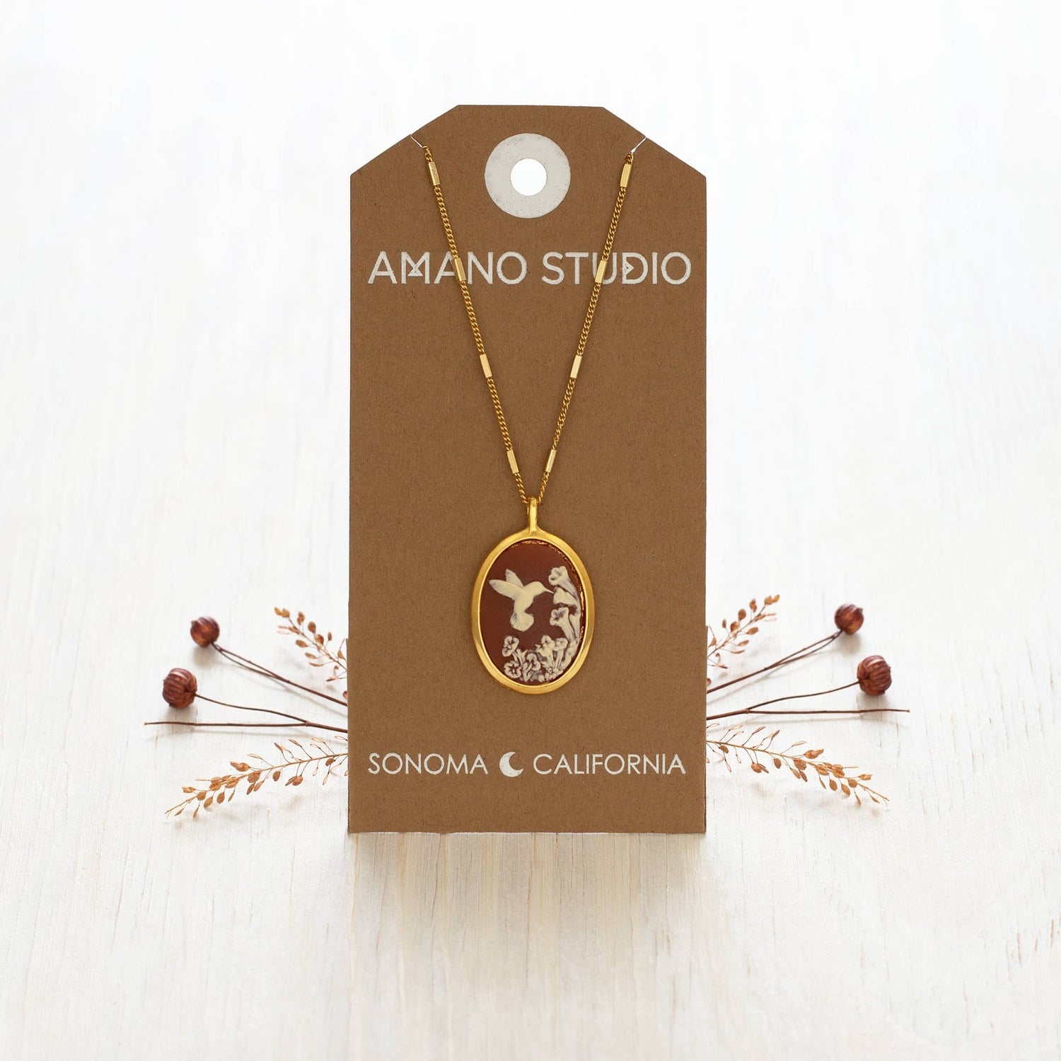 Hummingbird Vintage Cameo Necklace - MST GoodsAmano Studio