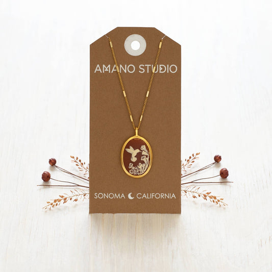 Hummingbird Vintage Cameo Necklace - MST GoodsAmano Studio