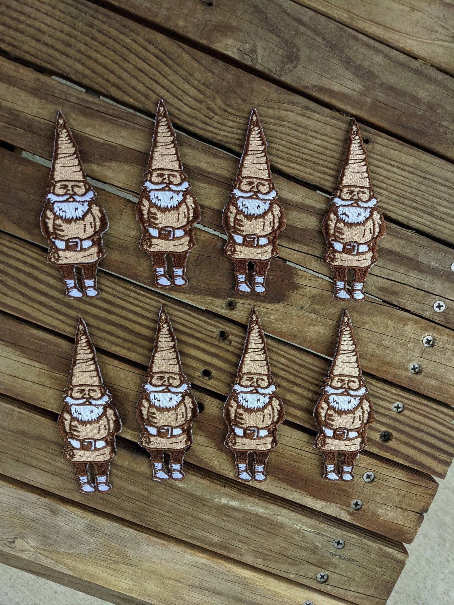 Iron - on patch | gnome - brown & tan 4.5" x 1.6" - MST Goodsilikesara | art + goods