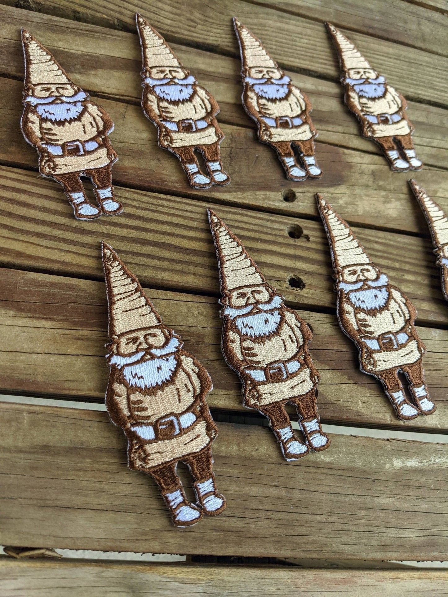 Iron - on patch | gnome - brown & tan 4.5" x 1.6" - MST Goodsilikesara | art + goods