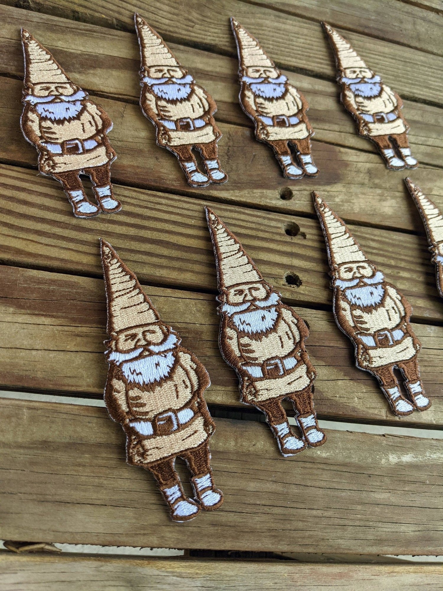 Iron - on patch | gnome - brown & tan 4.5" x 1.6" - MST Goodsilikesara | art + goods