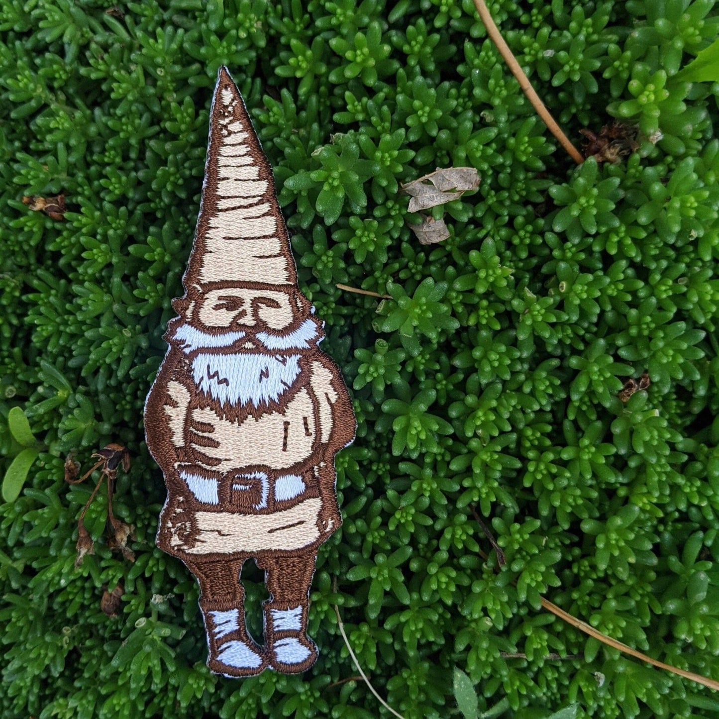 Iron - on patch | gnome - brown & tan 4.5" x 1.6" - MST Goodsilikesara | art + goods