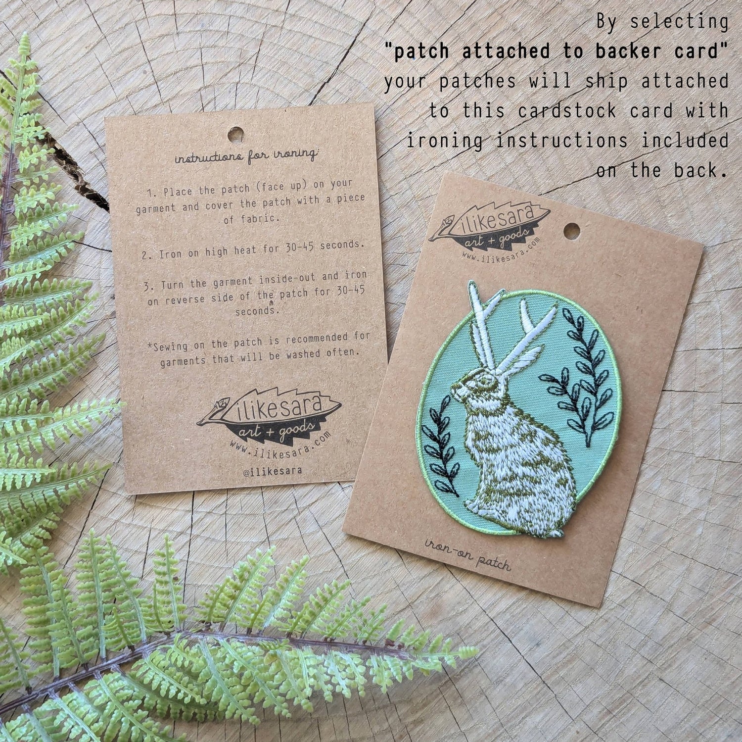 Iron - on patch | jackalope - green oval 2.5" x 3.2" - MST Goodsilikesara | art + goods