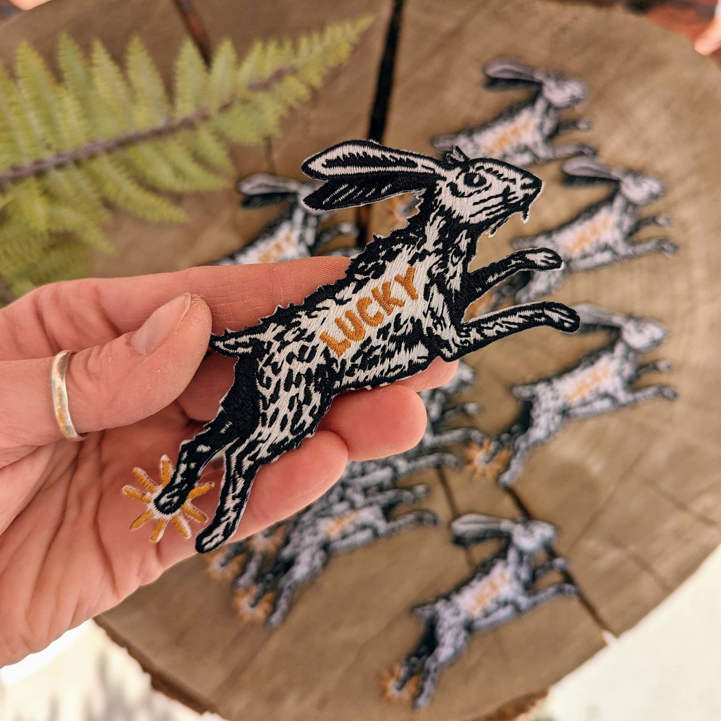 Iron - on patch | lucky rabbit's foot - 4.3" x 2.8" - MST Goodsilikesara | art + goods