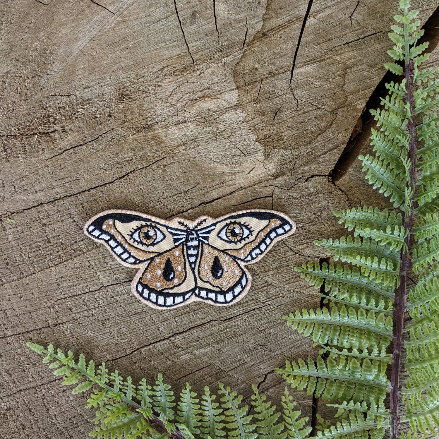 Iron - on patch | moth - brown 3.4" x 1.6" - MST Goodsilikesara | art + goods