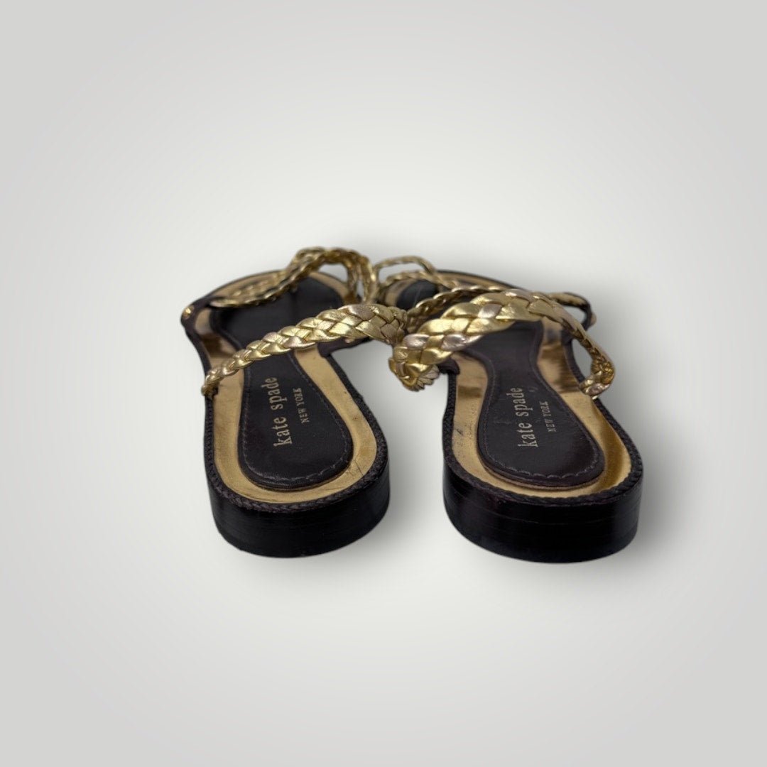Kate Spade Sandals Gold Braided Leather Women's 8.5 Strappy - MST GoodsKate Spade