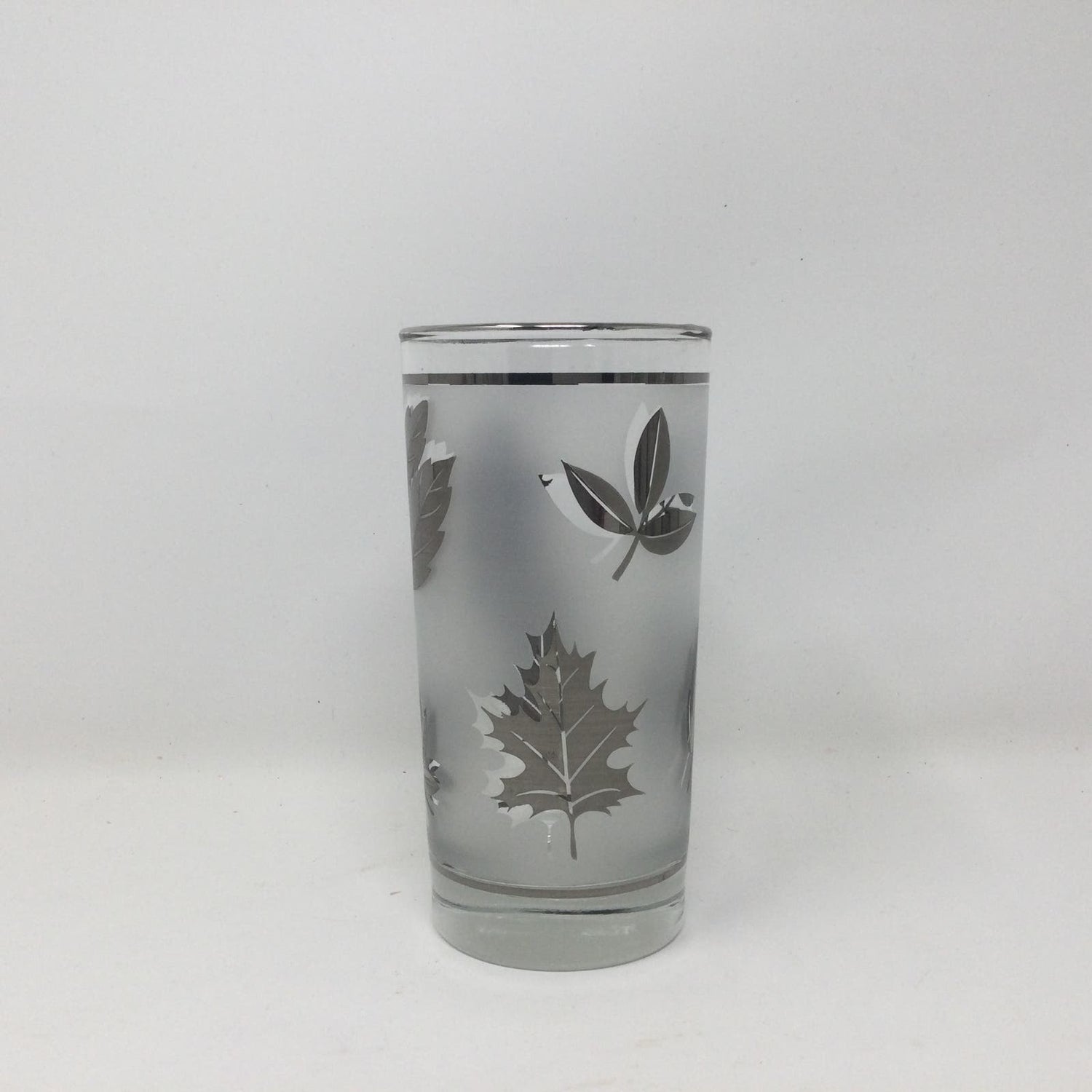 Libbey Starlyte Frosted Silver Leaf Glasses Foliage Set of 8 With Carrier - MST GoodsLibbey