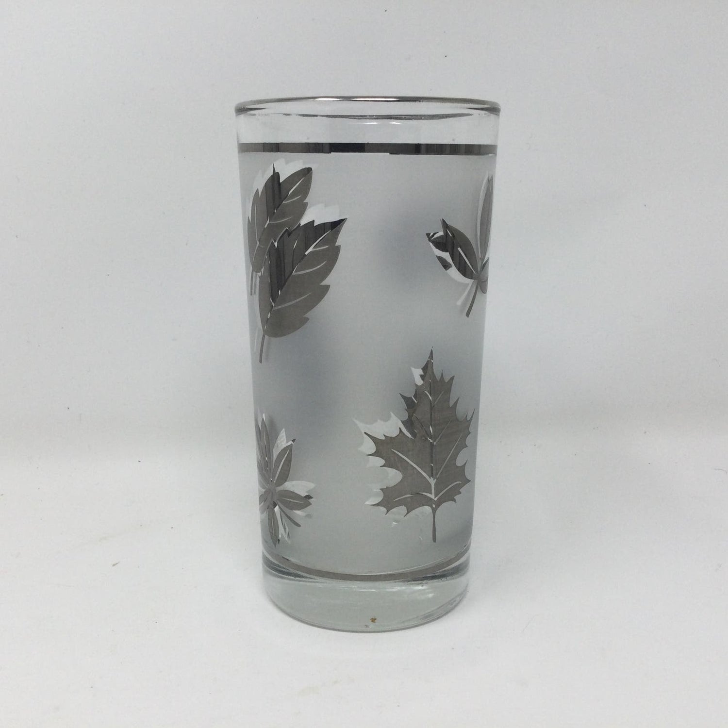 Libbey Starlyte Frosted Silver Leaf Glasses Foliage Set of 8 With Carrier - MST GoodsLibbey
