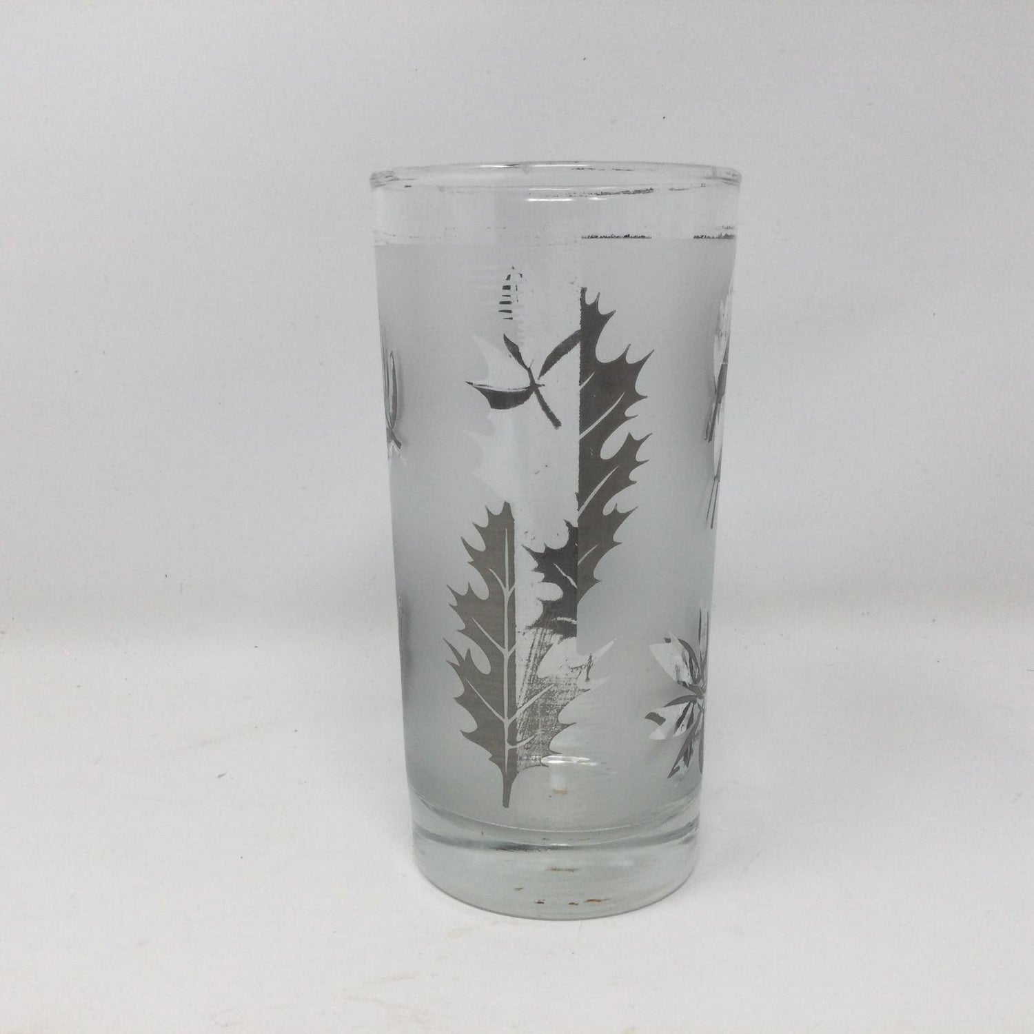 Libbey Starlyte Frosted Silver Leaf Glasses Foliage Set of 8 With Carrier - MST GoodsLibbey