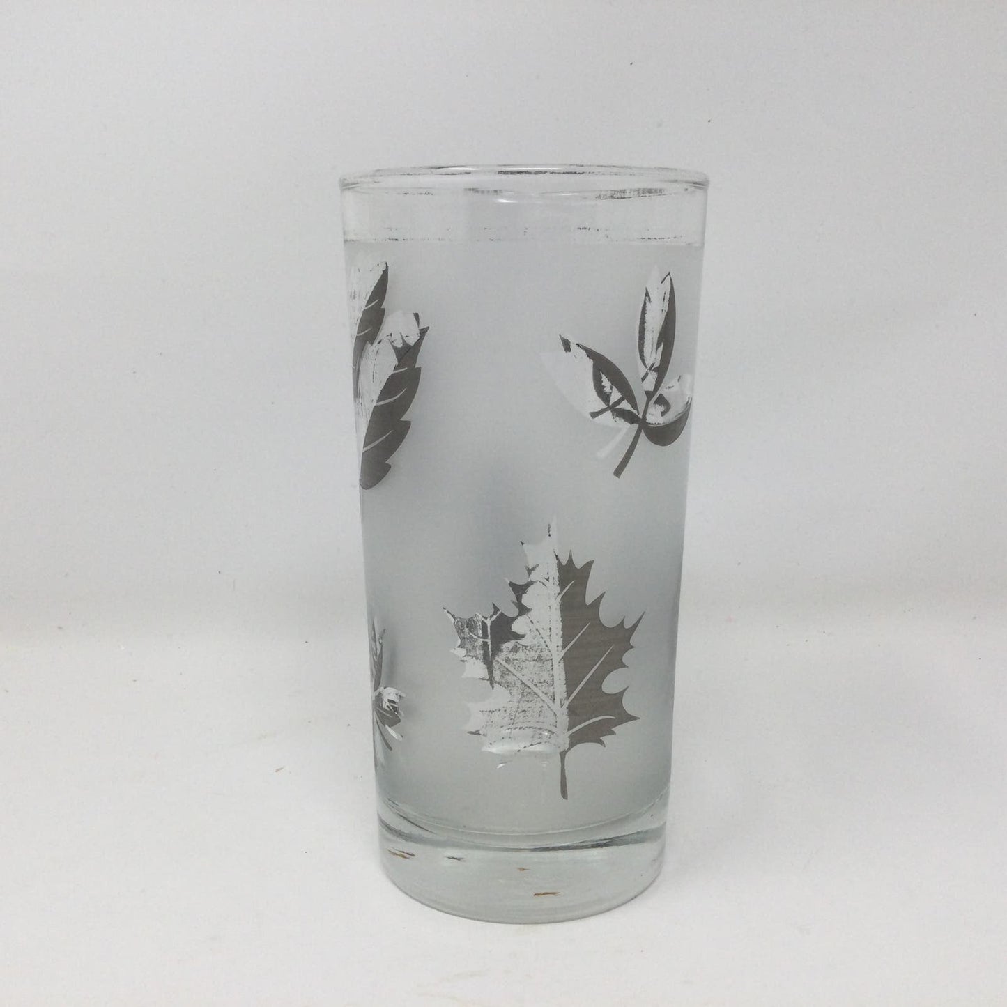 Libbey Starlyte Frosted Silver Leaf Glasses Foliage Set of 8 With Carrier - MST GoodsLibbey