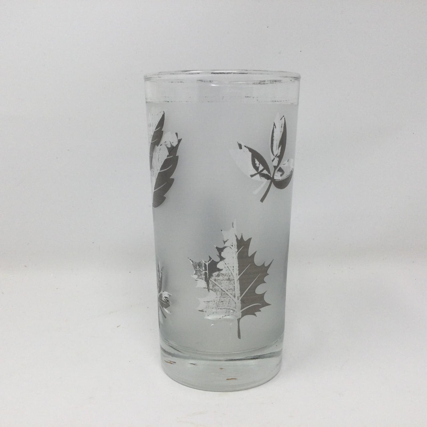 Libbey Starlyte Frosted Silver Leaf Glasses Foliage Set of 8 With Carrier - MST GoodsLibbey